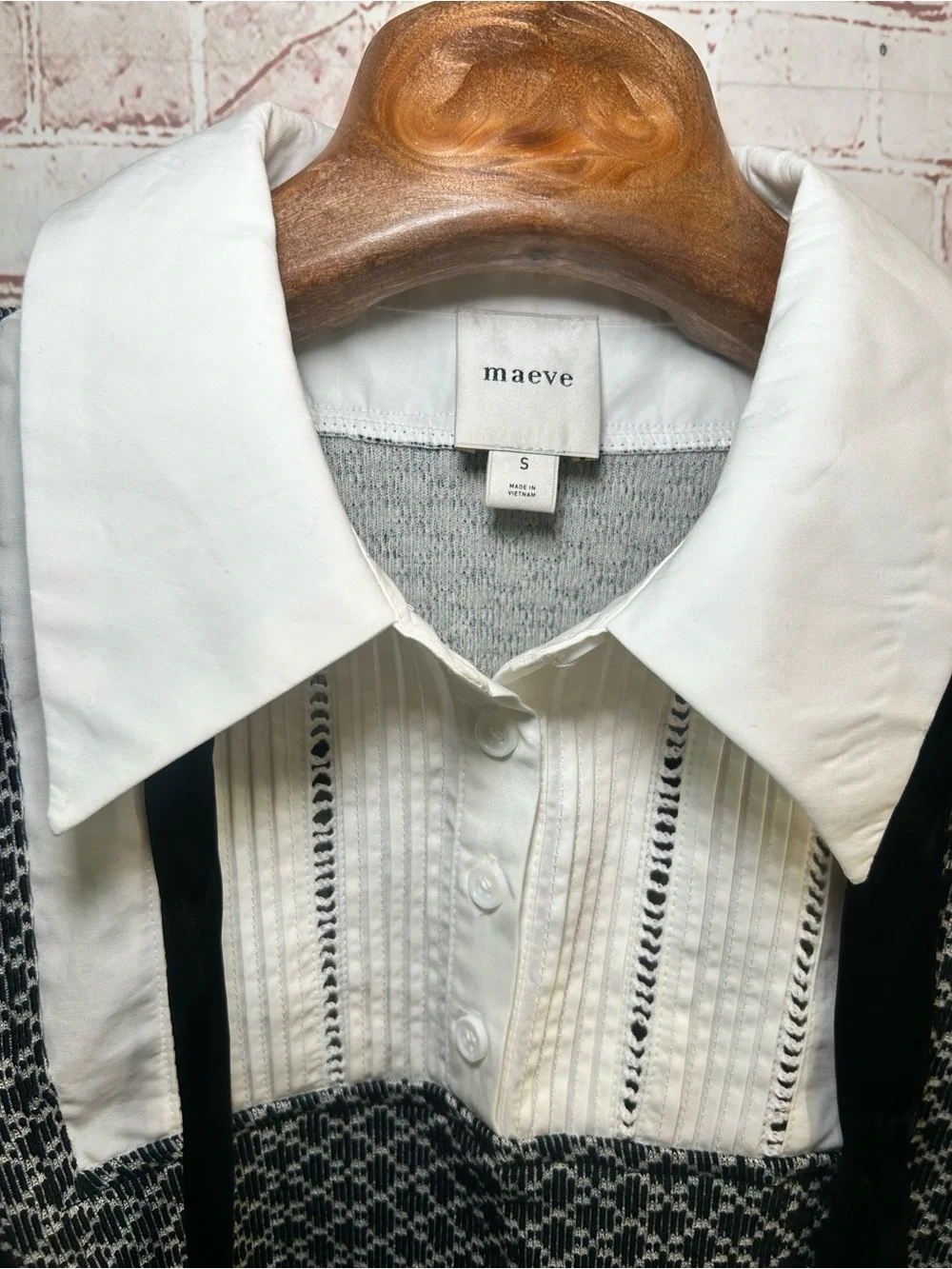 Anthro Maeve Sleeveless Tuxedo Twofer Top Sweater Vest Black & White Small - Picture 8 of 10